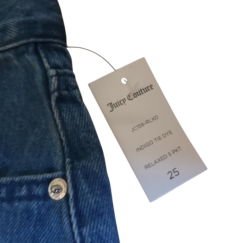 Juicy Couture Indigo Tie Dye Relaxed 5 Pocket Denim Jeans Women Size 25 NWT $120 - Picture 3 of 6
